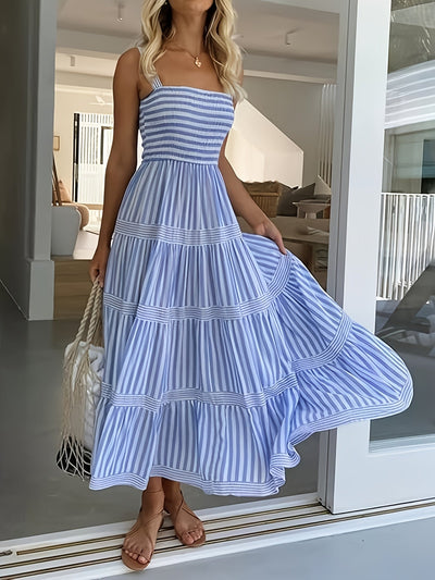 Darla | Stijlvolle Gestreepte Maxi Jurk met Elegante Pasvorm