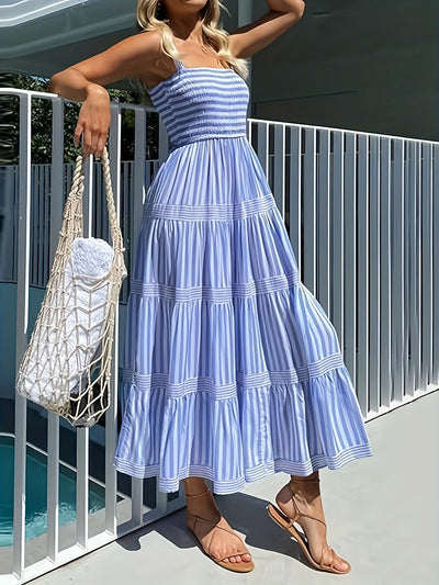 Darla | Stijlvolle Gestreepte Maxi Jurk met Elegante Pasvorm