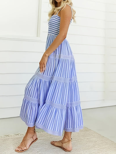 Darla | Stijlvolle Gestreepte Maxi Jurk met Elegante Pasvorm