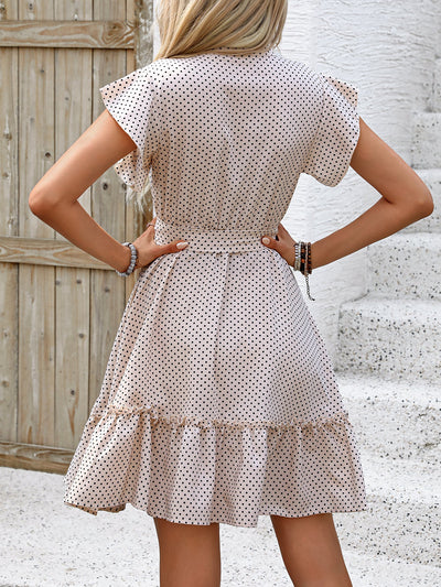 Dawn | Dots Ruffle Jurk met Knoopsluiting