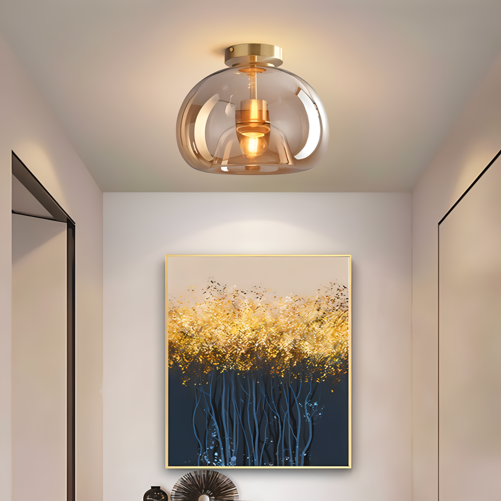 Lumosyn - Modern LED Glass Ceiling Light Black Gold Finish