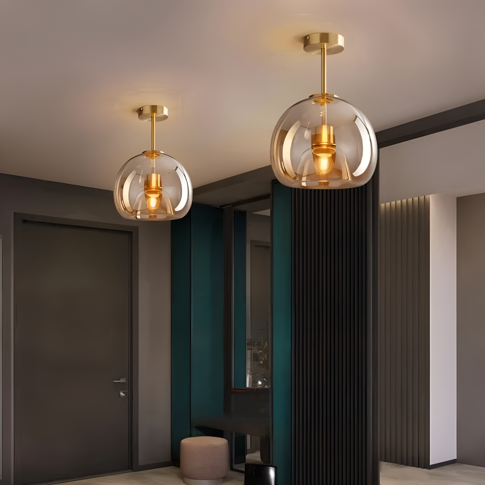 Lumosyn - Modern LED Glass Ceiling Light Black Gold Finish