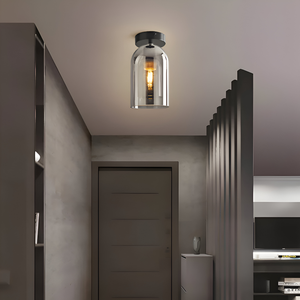 Lumosyn - Modern LED Glass Ceiling Light Black Gold Finish