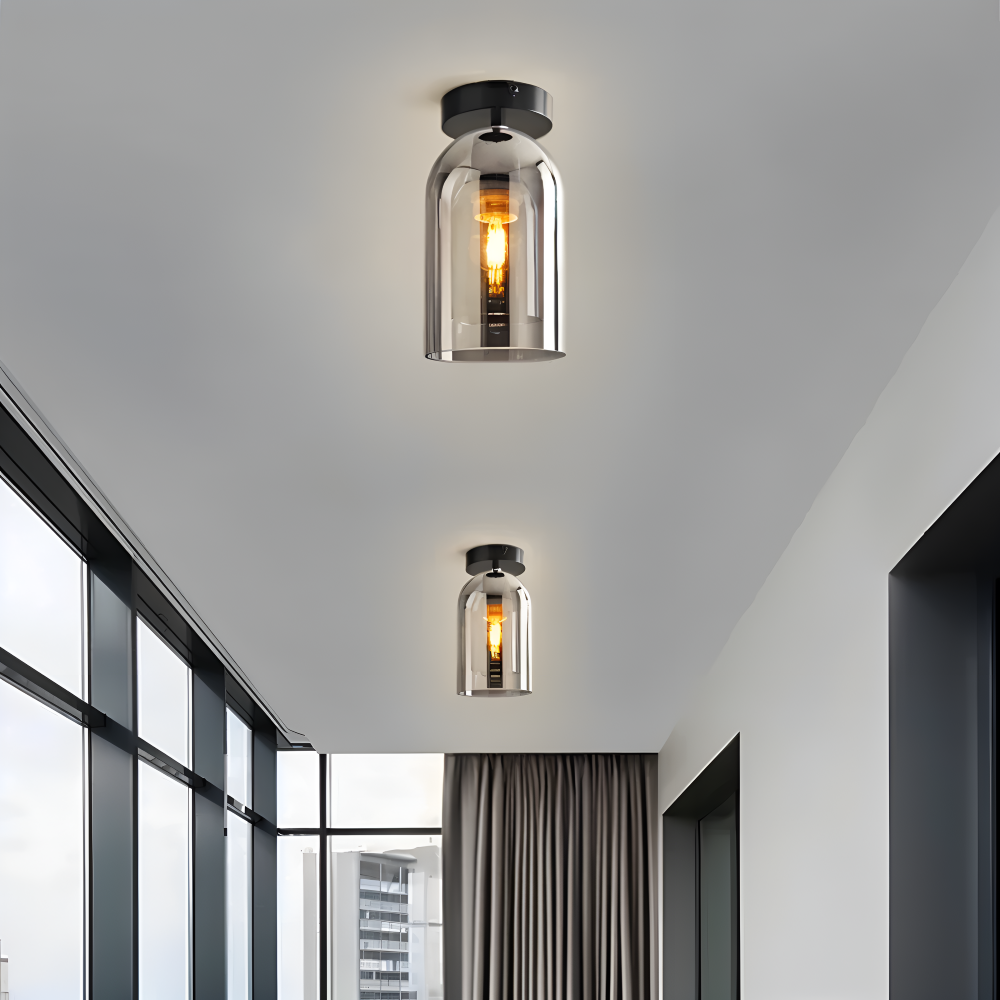 Lumosyn - Modern LED Glass Ceiling Light Black Gold Finish