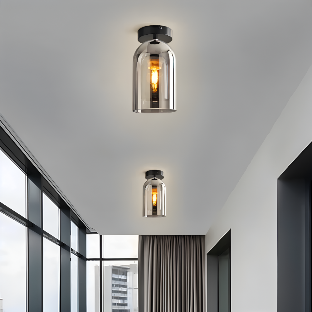 Lumosyn - Modern LED Glass Ceiling Light Black Gold Finish