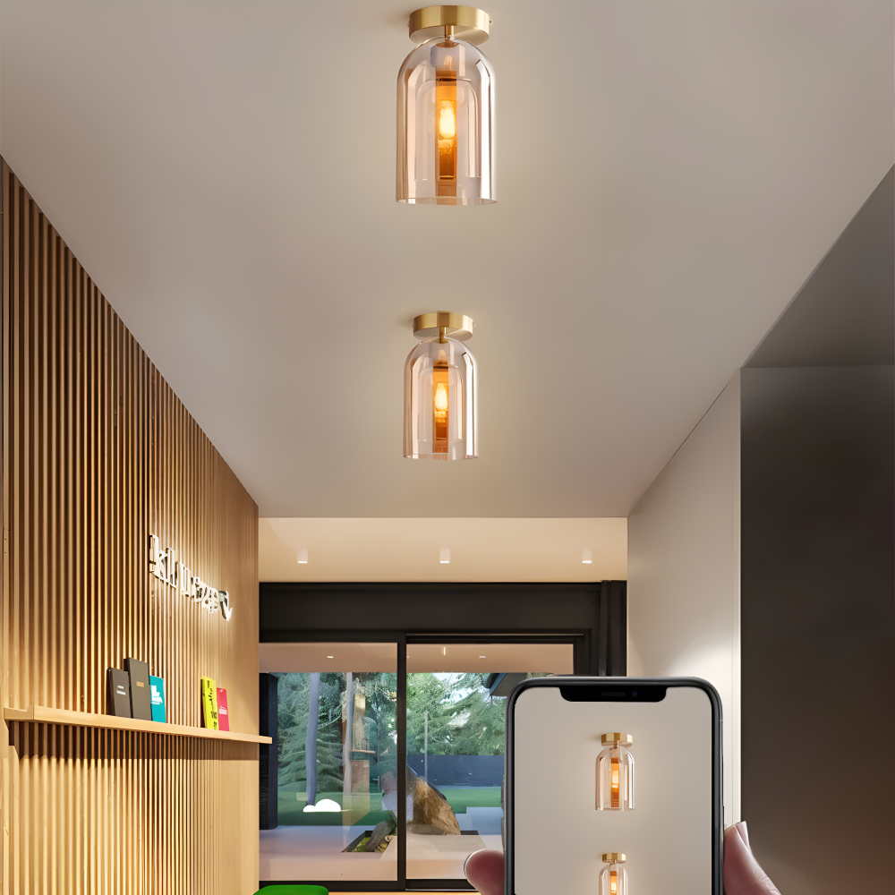 Lumosyn - Modern LED Glass Ceiling Light Black Gold Finish