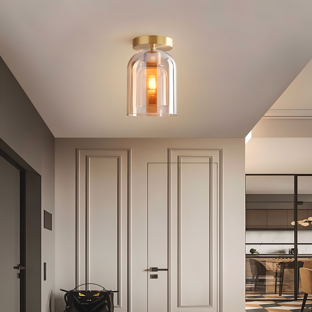 Lumosyn - Modern LED Glass Ceiling Light Black Gold Finish