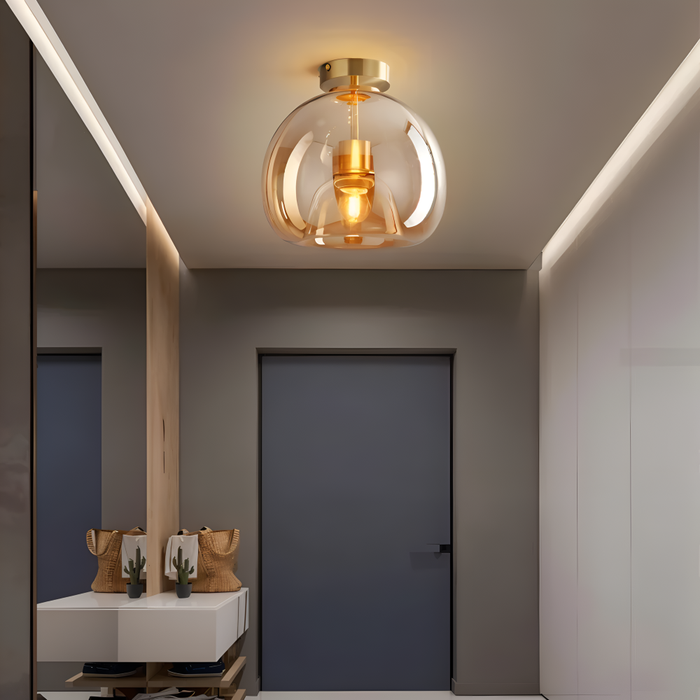 Lumosyn - Modern LED Glass Ceiling Light Black Gold Finish
