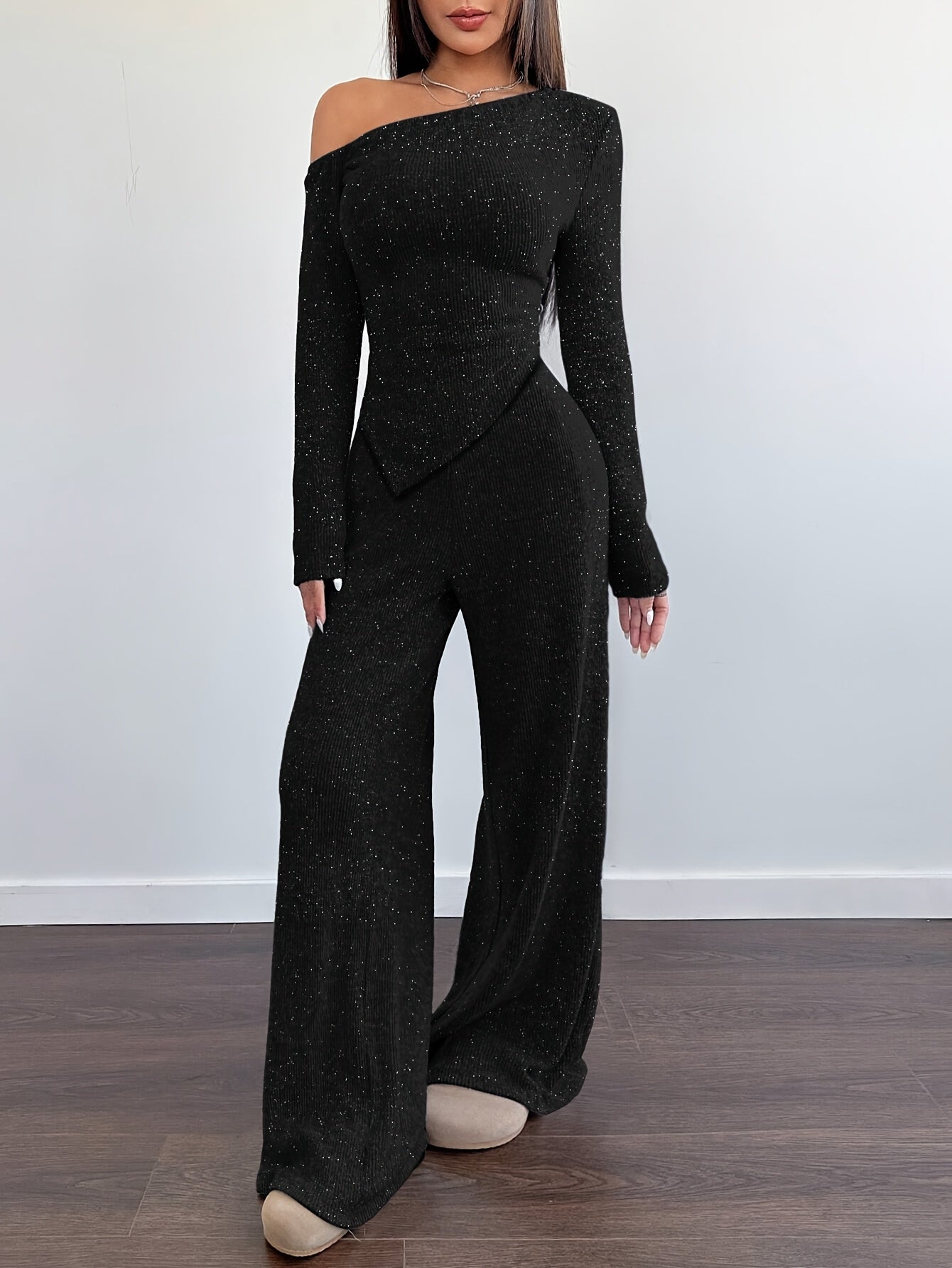 Delphine | Stijlvolle Off-Shoulder Glitter Jumpsuit voor Dames