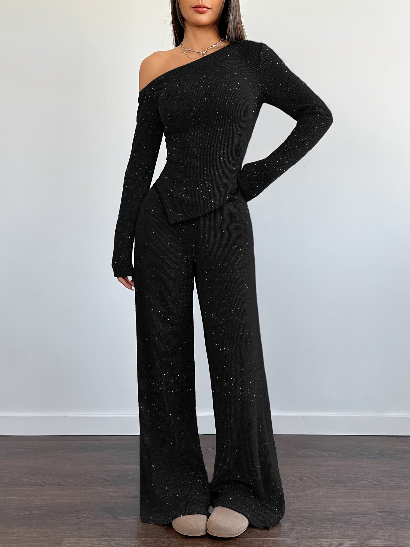Delphine | Stijlvolle Off-Shoulder Glitter Jumpsuit voor Dames
