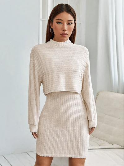 Desire | Stijlvolle Rib Gebreide Jurk Set