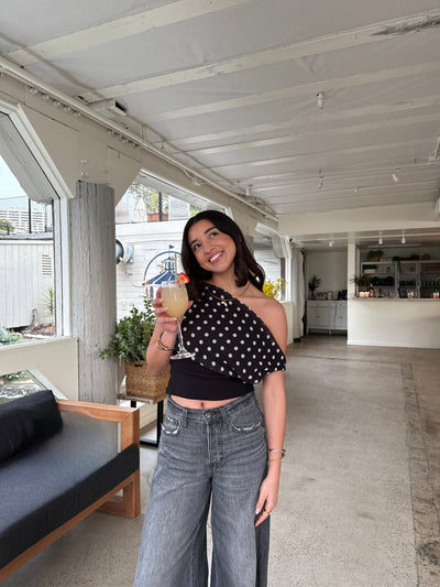 Lina - Polka Dotted Top | Playful &amp; Elegant in Black and White