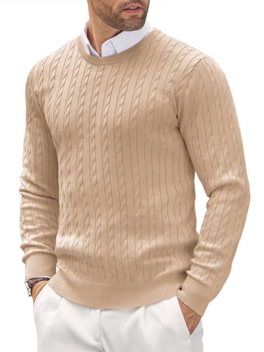 Slim fit fijn gebreide heren trui met ronde hals