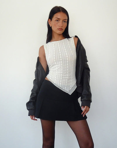 Gionella - Elegant Sleeveless Lace Top with Asymmetrical Hem 