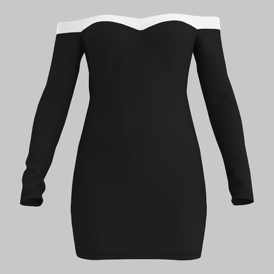 Eden | Stijlvolle Off-Shoulder Jurk met Lange Mouwen