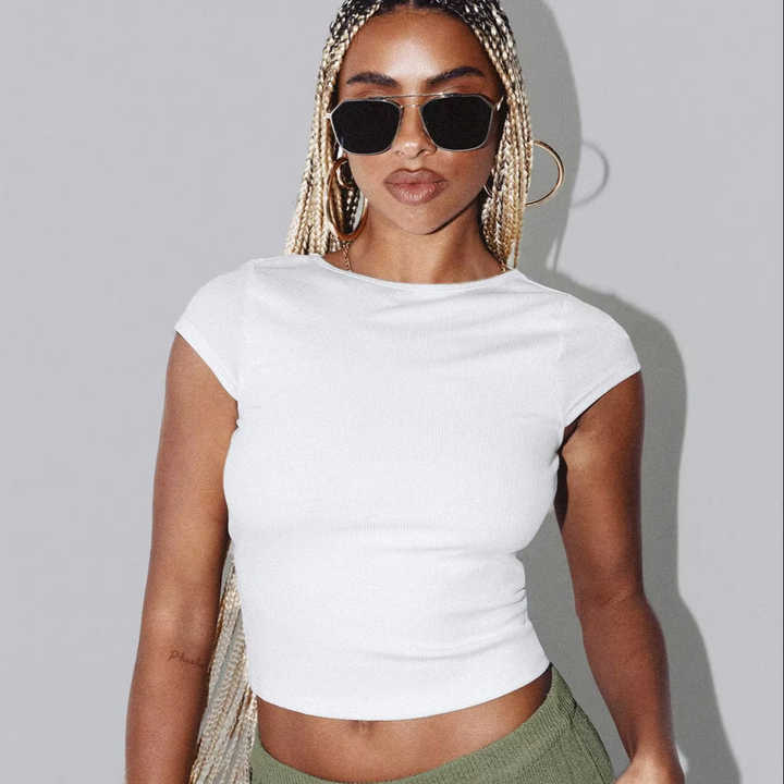 Elaine | Trendy Backless Crop Top with Short Sleeves