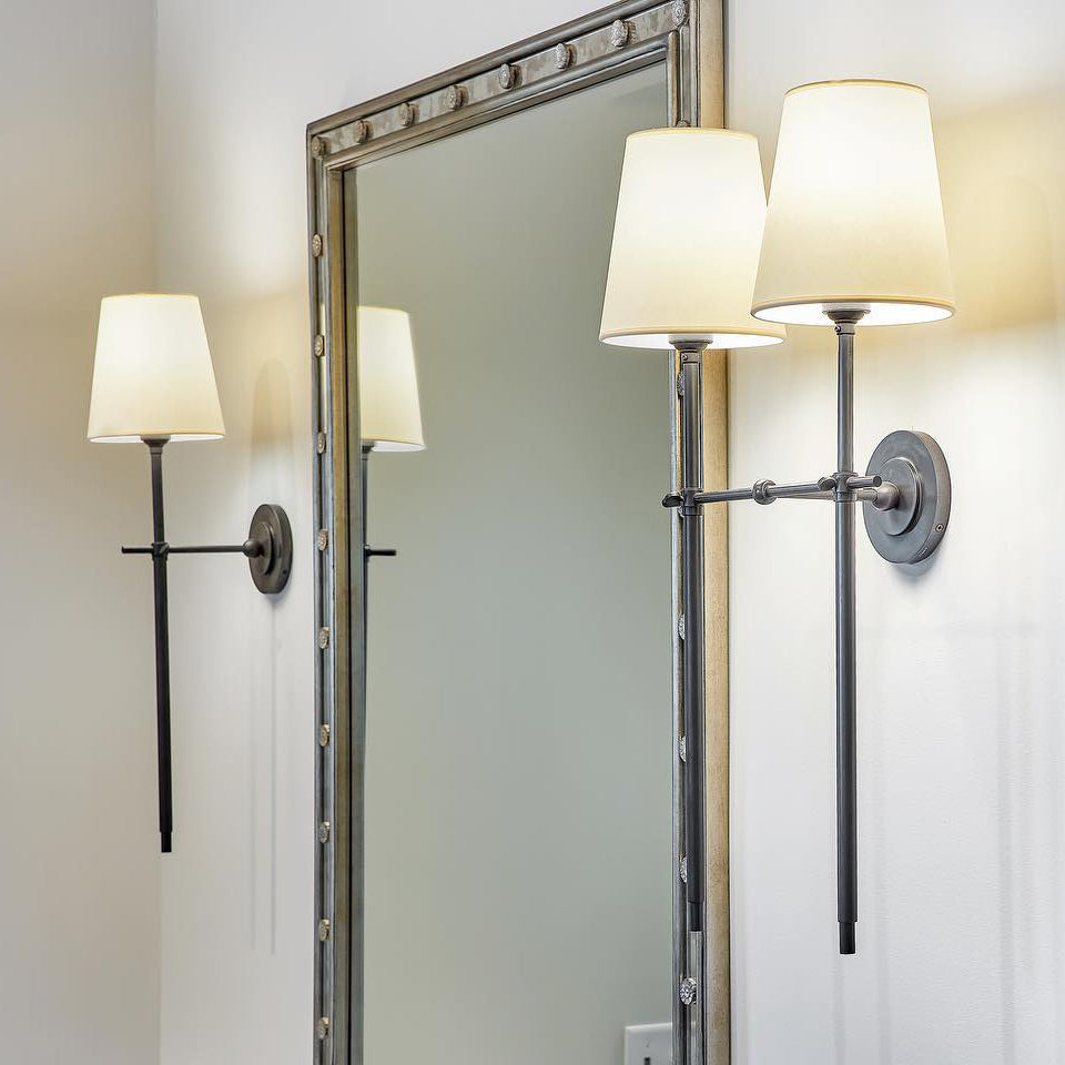 Belarion - Brass Fabric Tapered Shade Wall Sconce