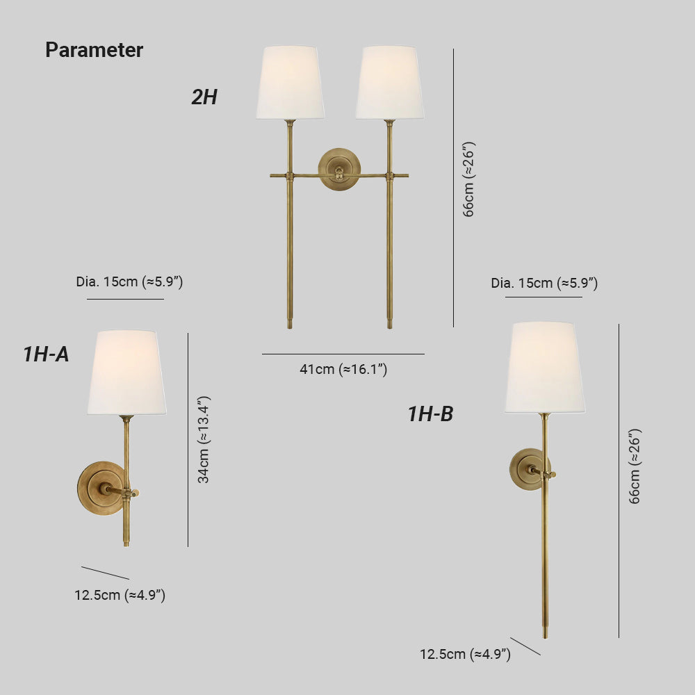 Belarion - Brass Fabric Tapered Shade Wall Sconce