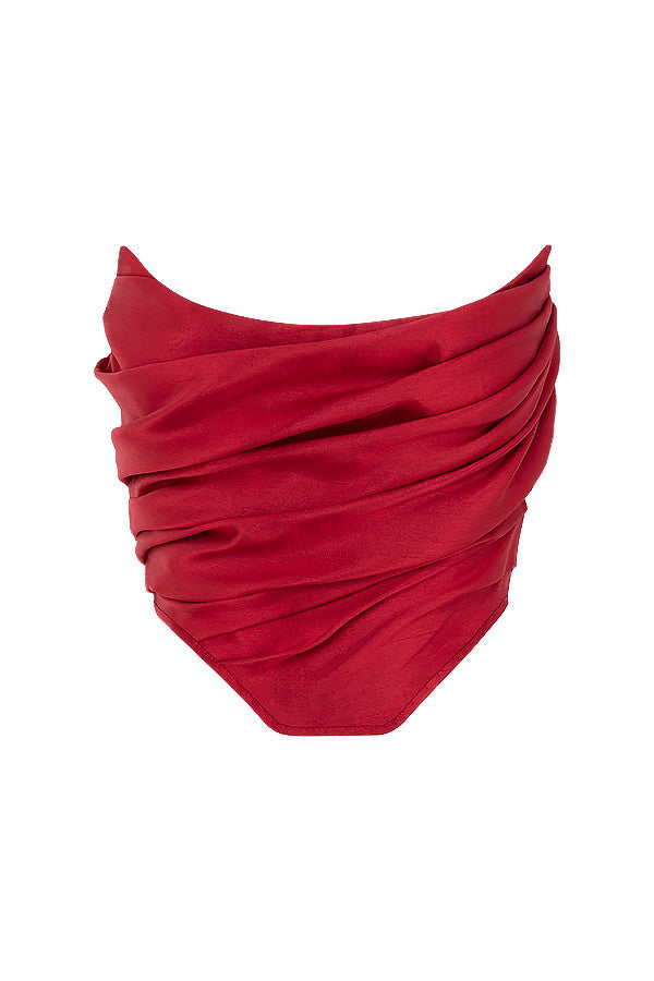 Giacinta - Elegant Red Draped Taffeta Corset