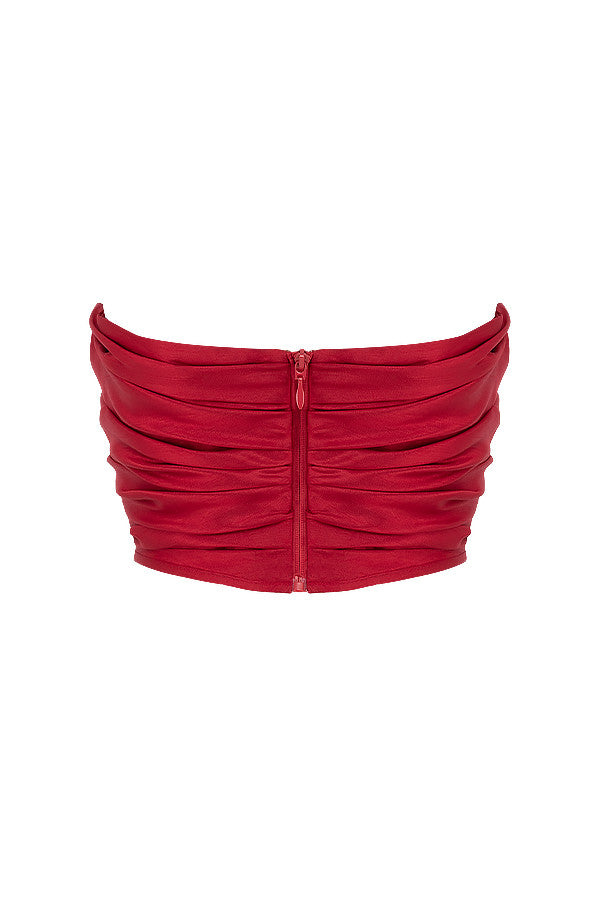 Giacinta - Elegant Red Draped Taffeta Corset