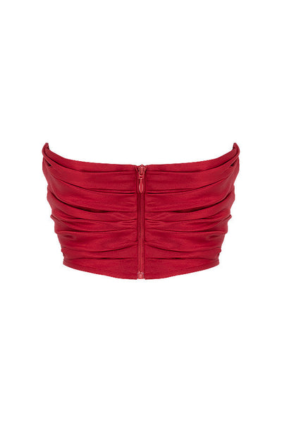 Giacinta - Elegant Red Draped Taffeta Corset