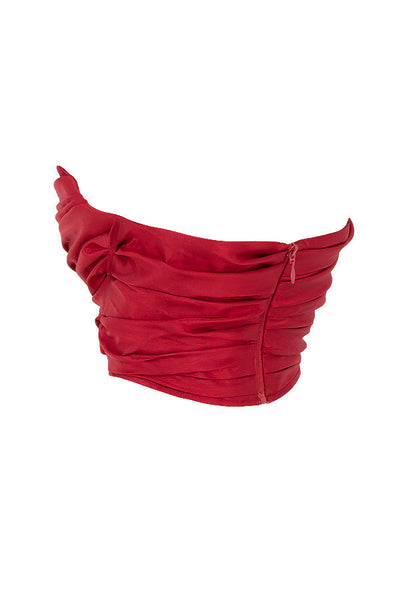 Giacinta - Elegant Red Draped Taffeta Corset