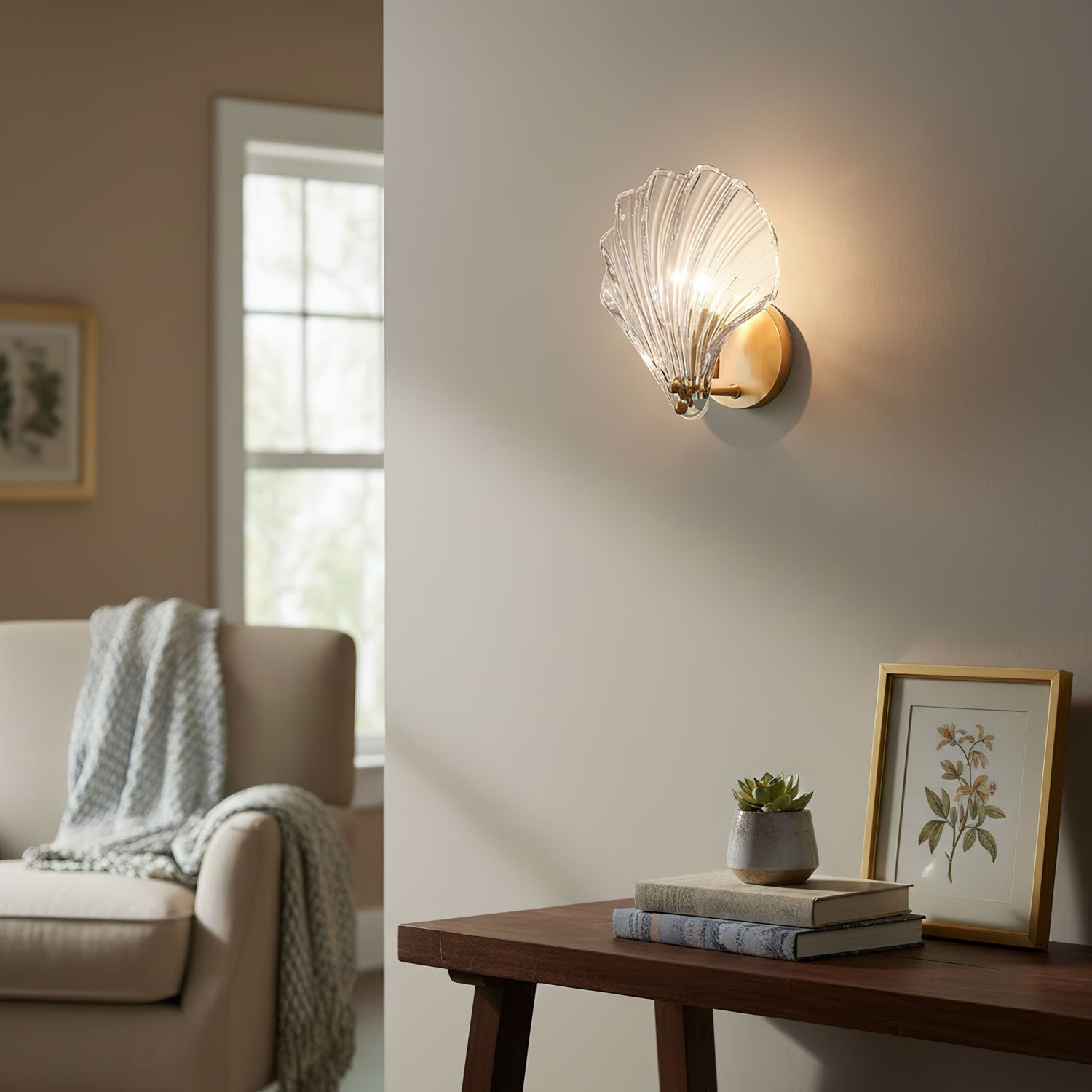 Coman - Brass LED Shell Wall Sconce