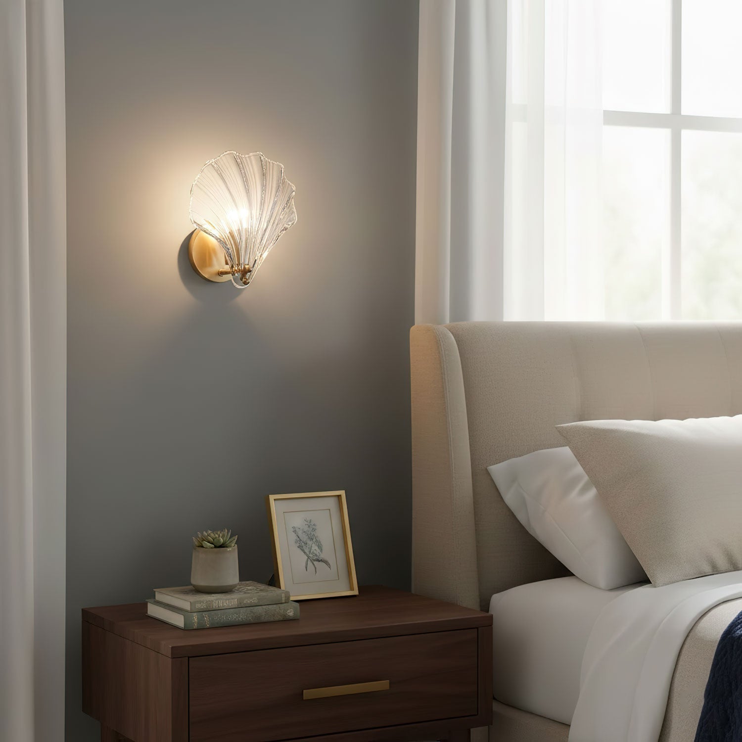 Coman - Brass LED Shell Wall Sconce