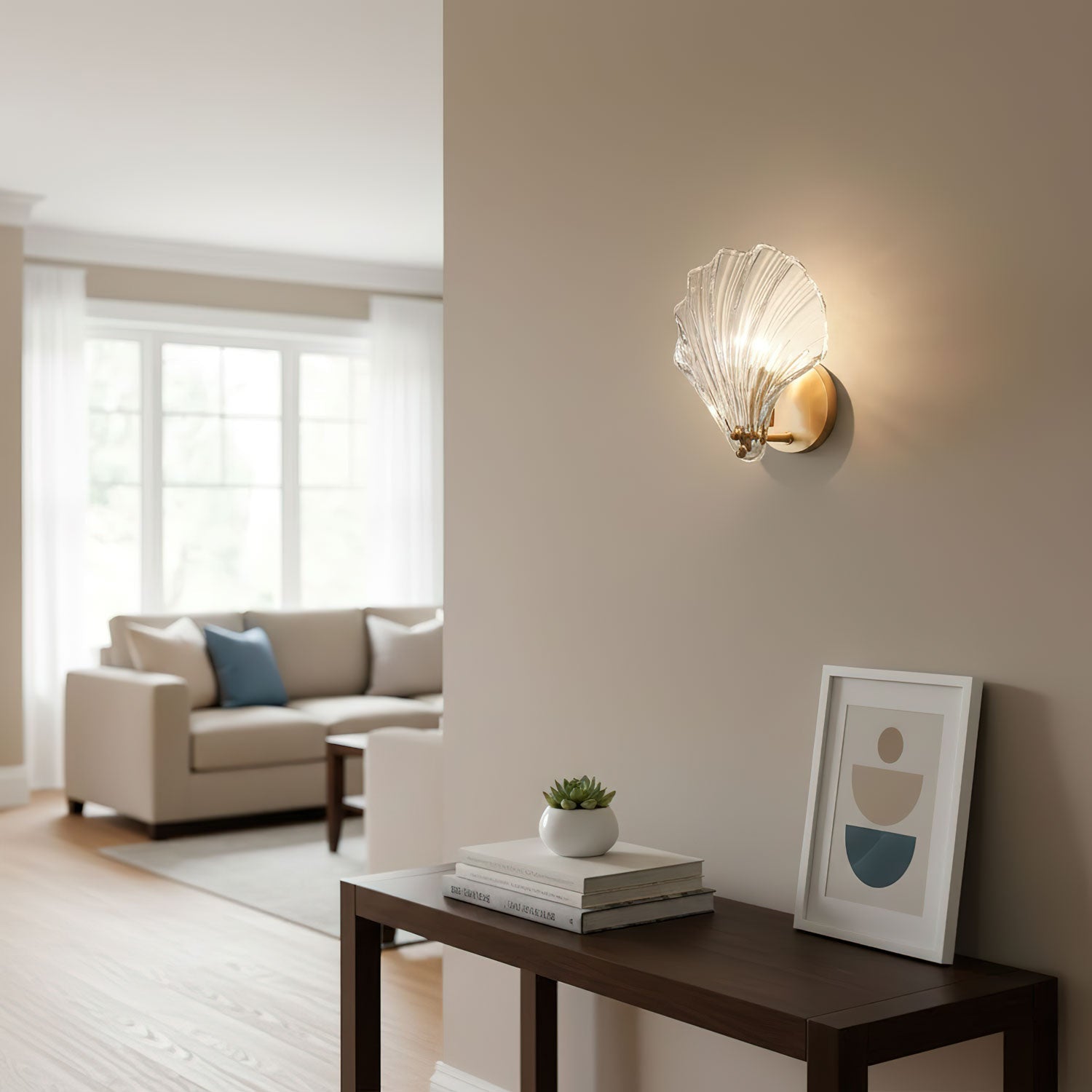 Coman - Brass LED Shell Wall Sconce