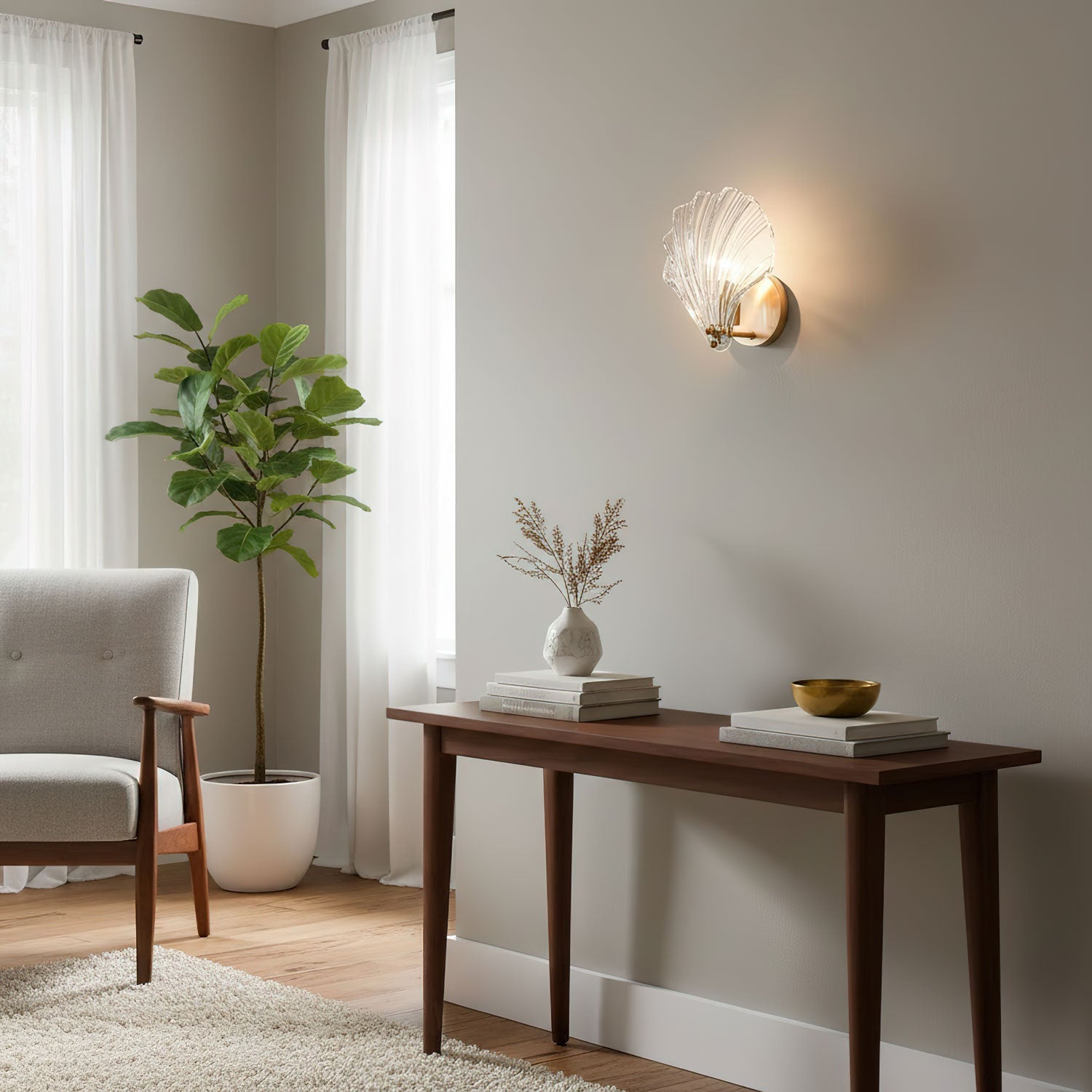 Coman - Brass LED Shell Wall Sconce
