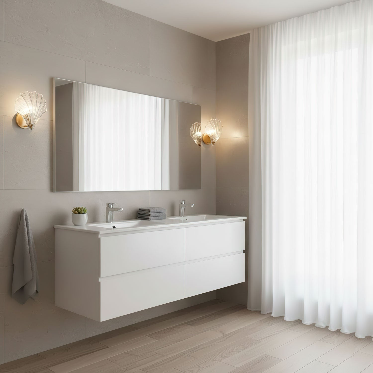 Coman - Brass LED Shell Wall Sconce