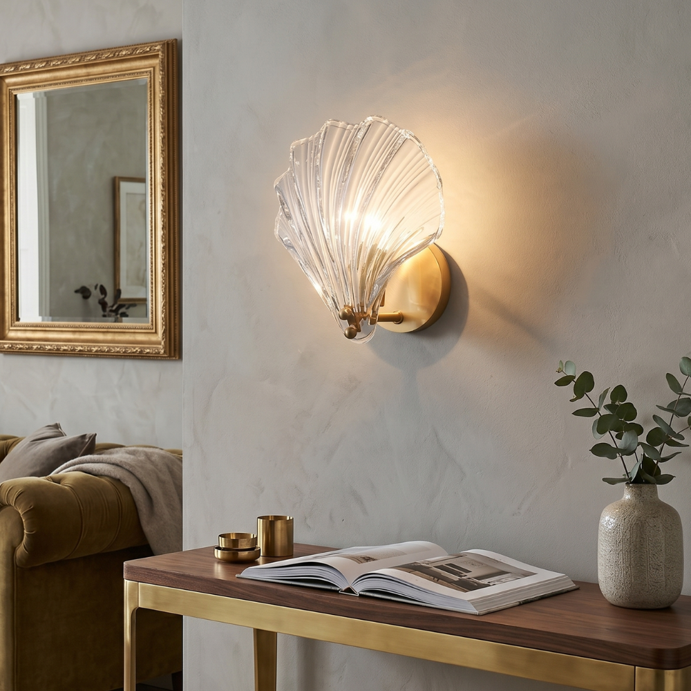 Coman - Brass LED Shell Wall Sconce