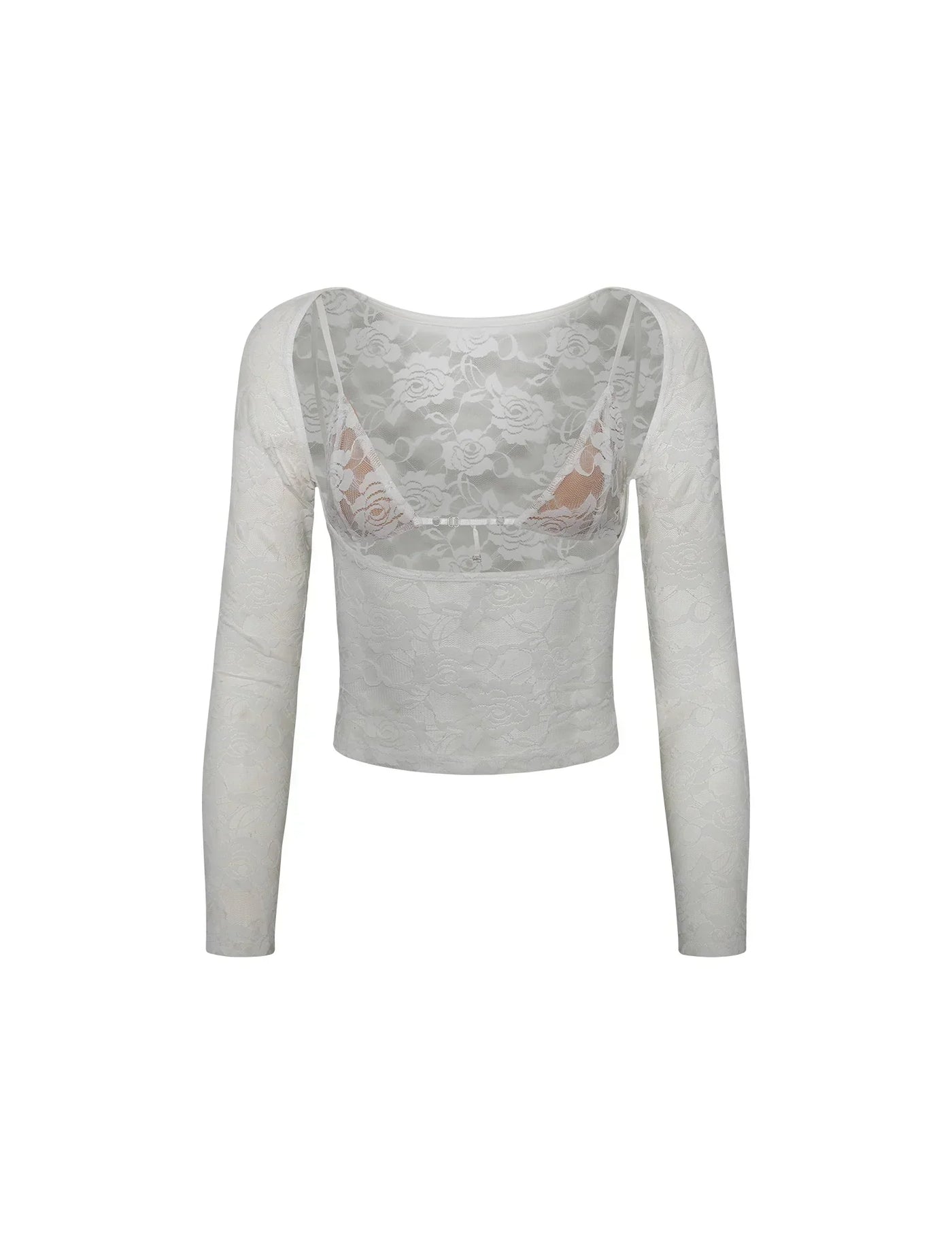 Geralindea - Elegant Sheer Lace Top with Floral Pattern