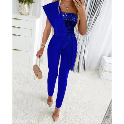 Giorgia - Elegant Glitter Jumpsuit with Bow Detail