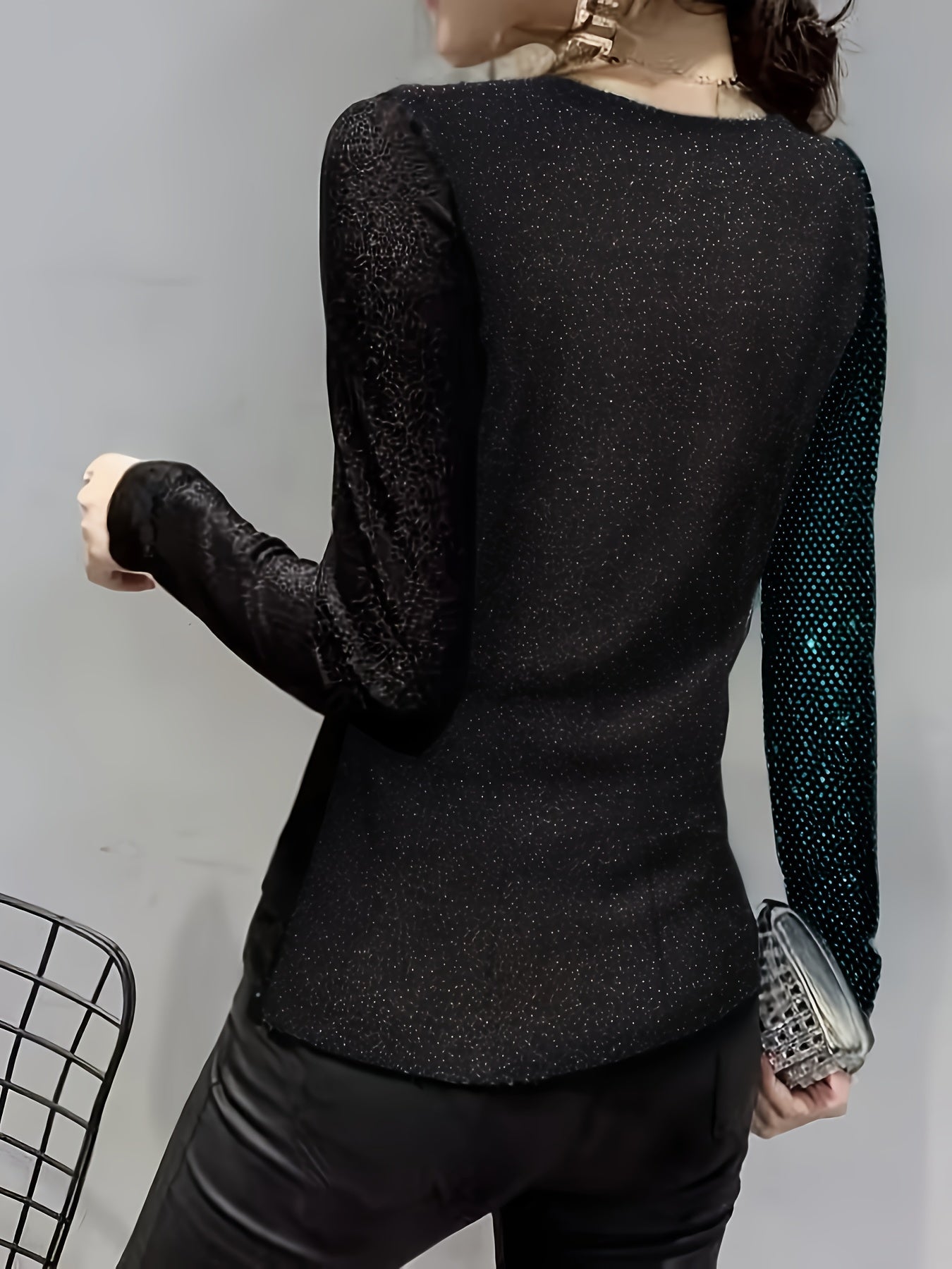 Eliana | Elegant Sequin V-Neck Top with Buckle