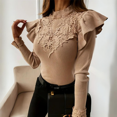 Elizabeth | Elegant Top with Lace Details and Puff Sleeves