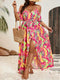 Elle | Bohemian Maxi Jurk met Tropische Print en Off-Shoulder Design