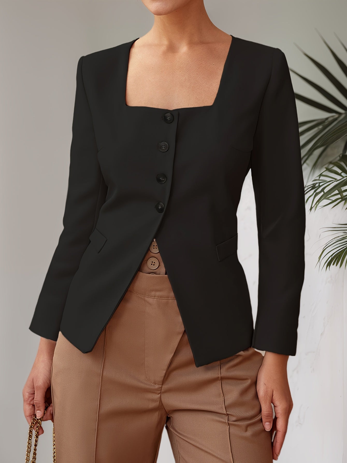Elodie | Elegant Fitted Blazer with Square Neck