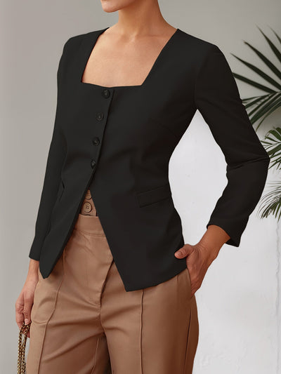 Elodie | Elegant Fitted Blazer with Square Neck
