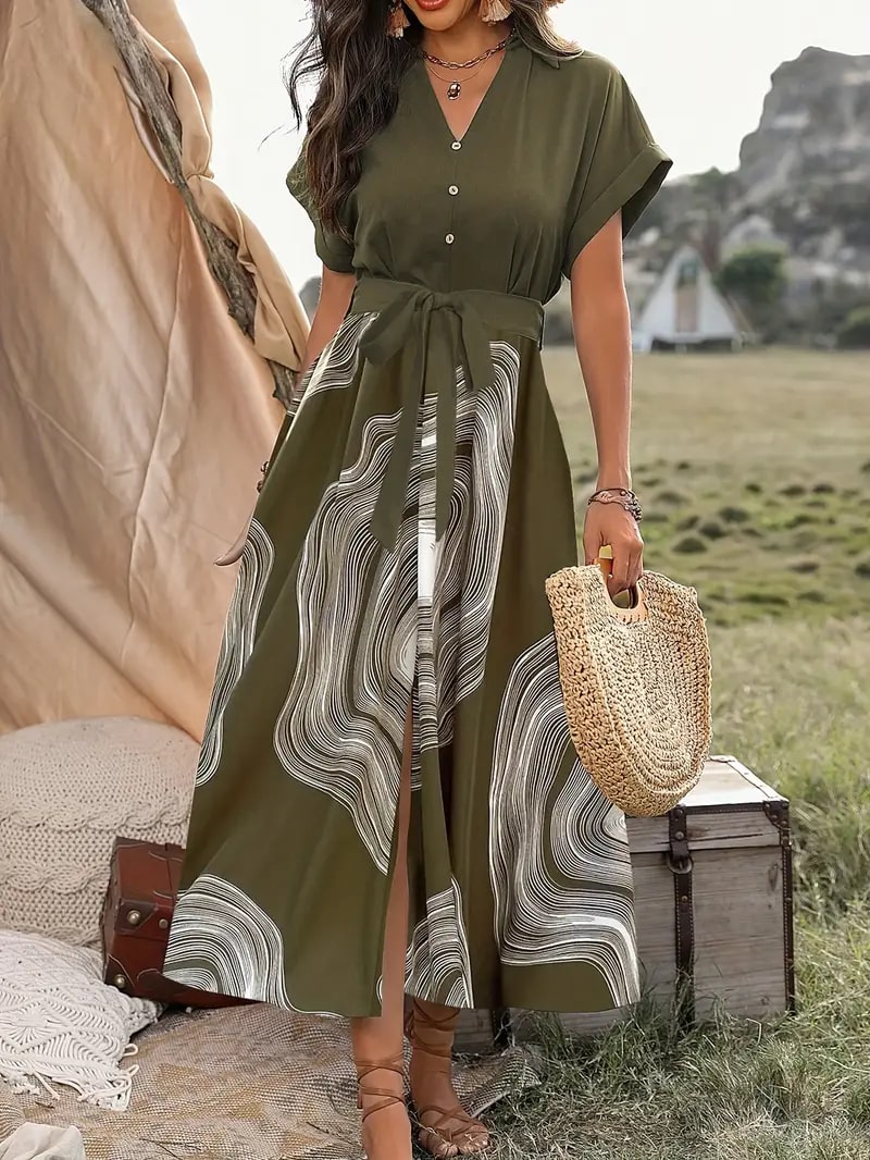 Emilia | Elegante Maxi Jurk met Moderne Print
