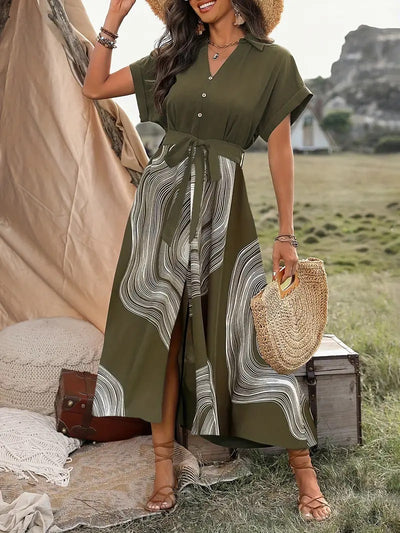 Emilia | Elegante Maxi Jurk met Moderne Print