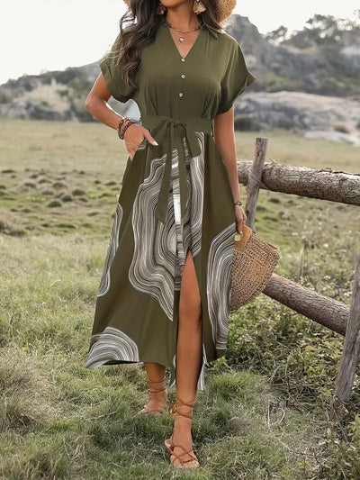 Emilia | Elegante Maxi Jurk met Moderne Print