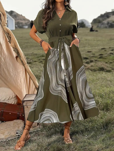 Emilia | Elegante Maxi Jurk met Moderne Print