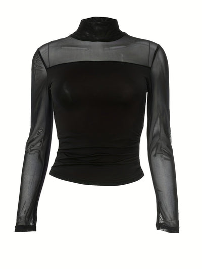 Emma | Long Sleeve Crop Top with Mesh Detail 