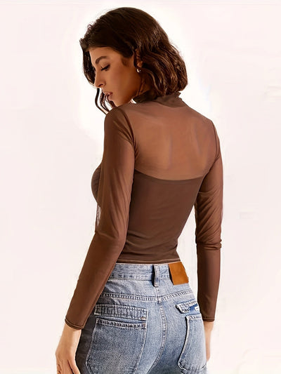 Emma | Long Sleeve Crop Top with Mesh Detail 