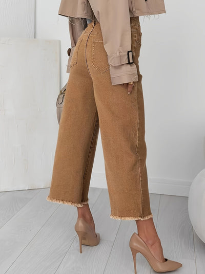 Emma | Fashion Women's Cropped Jeans with Wide Legs and Side Stripes 