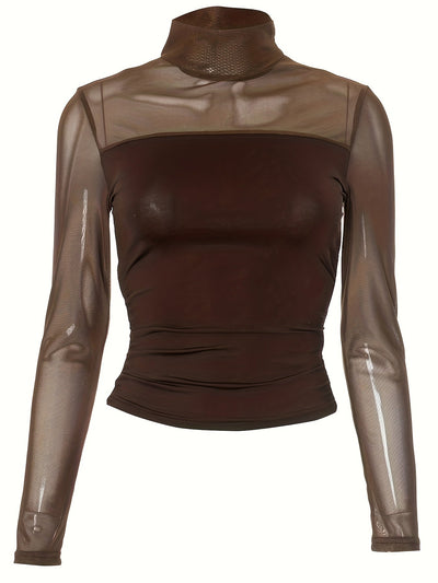 Emma | Long Sleeve Crop Top with Mesh Detail 