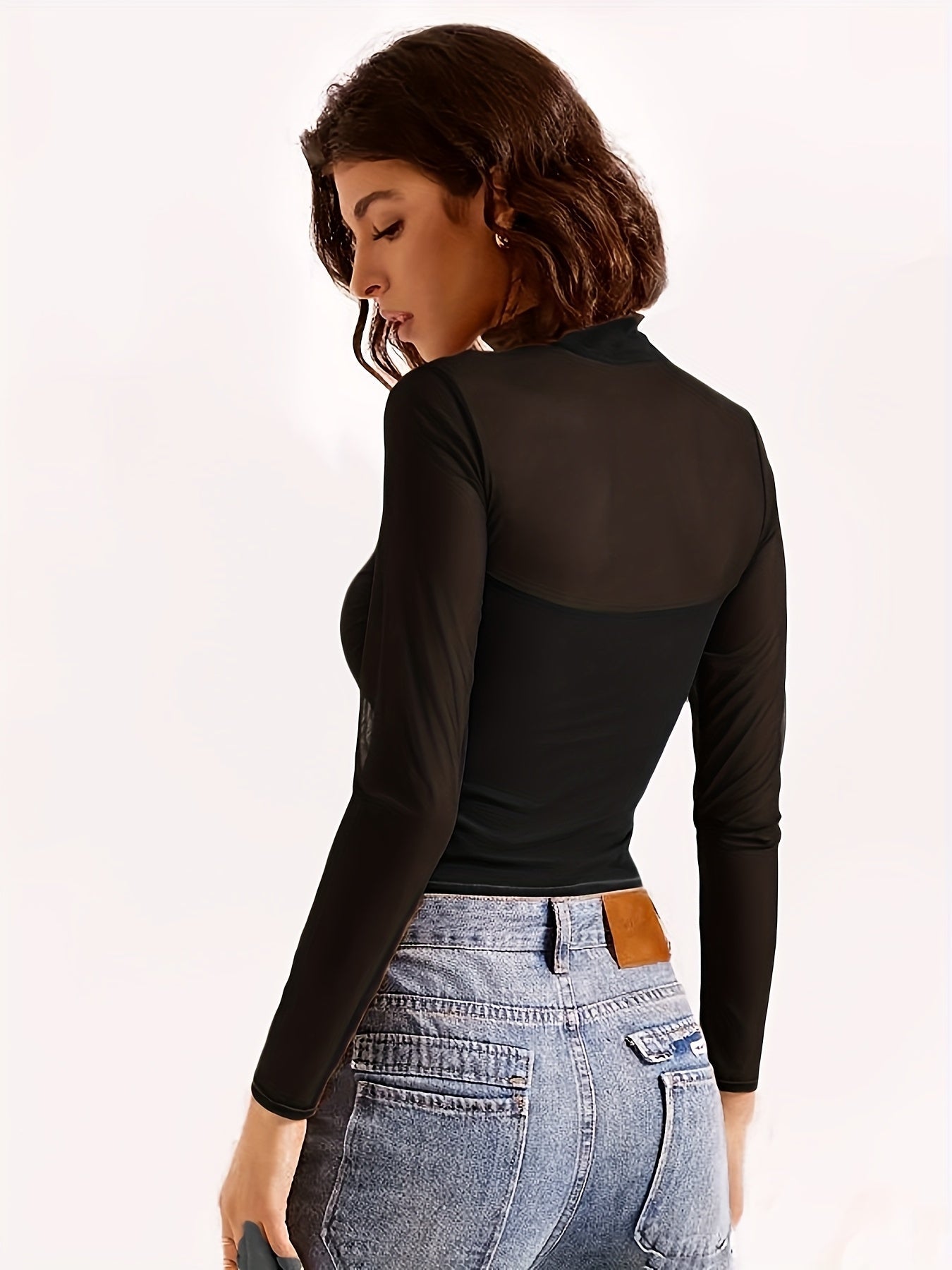 Emma | Long Sleeve Crop Top with Mesh Detail 