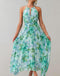 Selene - Stijlvolle halternek bloemen maxi-jurk