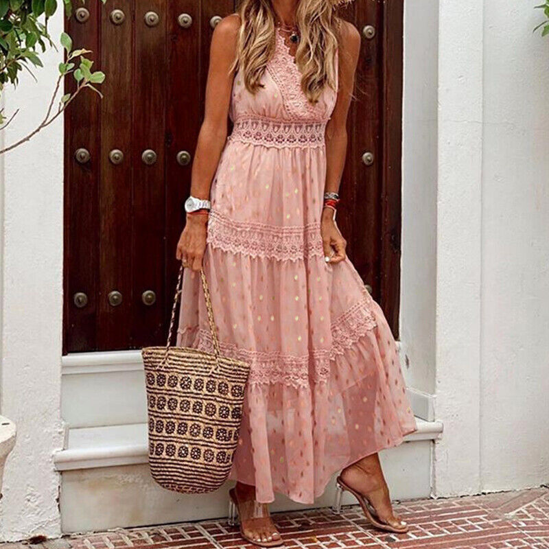 Marley - Stijlvolle Kanten Boho Maxi Jurk